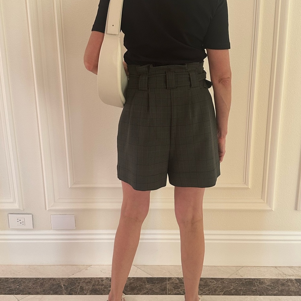 GANNI Plaid Paperbag High-Waist Belted Shorts | Size S - Picture 9 of 15
